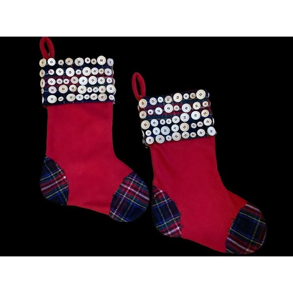 Christmas Stockings with Wooden Buttons - Picture 2 of 10